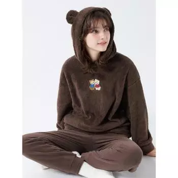 Uniqlo Japan Mofusand Furry Fleece Set 38 DARK BROWN/XS
