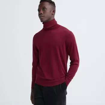 UNIQLO JAPAN Очень тонкий свитер из шерсти мериноса с длинными рукавами 09 BLACK/XL
