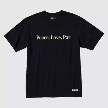 Футболка Uniqlo Japan Peace For All с коротким рукавом и принтом, стандартный крой, Адам Скотт 09 BLACK/XS