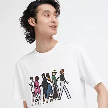 Футболка Uniqlo Japan Peace For All с коротким рукавом, стандартный крой, Julian Opie 00 WHITE/XS
