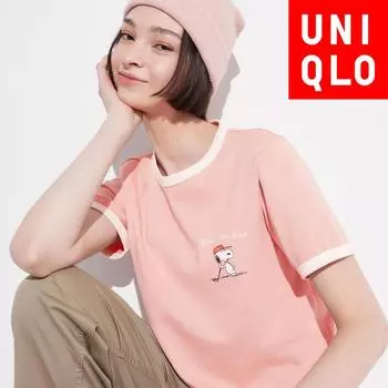 Uniqlo Japan PeanUts Sports Club Ut с коротким рукавом, стандартный крой 11 PINK/XS