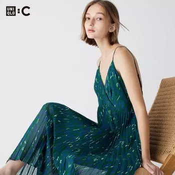 UNIQLO JAPAN плиссированное платье-бретелька с геометрическим рисунком