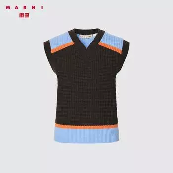 Uniqlo Japan Popcorn Knit жилет с V-образным вырезом 51 GREEN/XXL
