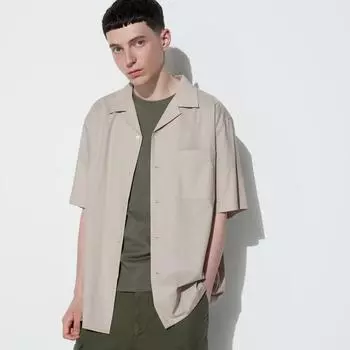 UNIQLO JAPAN рубашка с открытым воротником и коротким рукавом