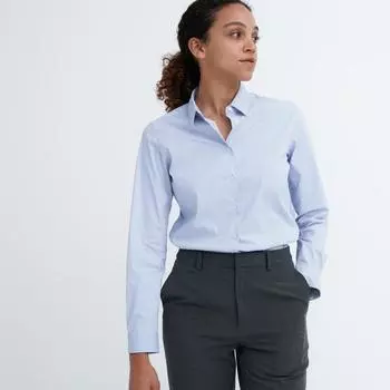 UNIQLO JAPAN Рубашка в полоску стрейч с УФ-принтом и длинными рукавами