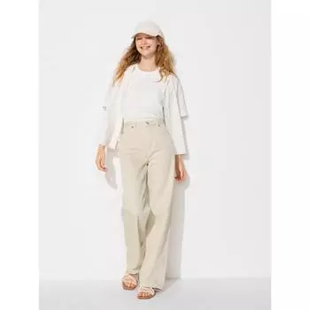 Uniqlo Япония Широкие Прямые Джинсы Длинные 64 BLUE/22