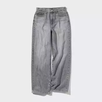 Широкие прямые джинсы Uniqlo Japan, длина 81,5 см 05 GRAY/22