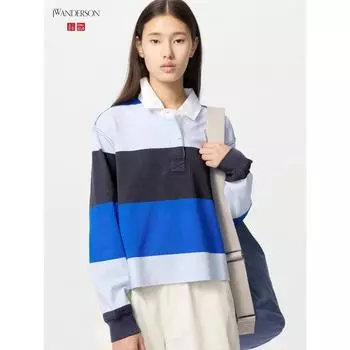 Uniqlo Japan свободная рубашка-поло светлого цвета 64 BLUE/XS