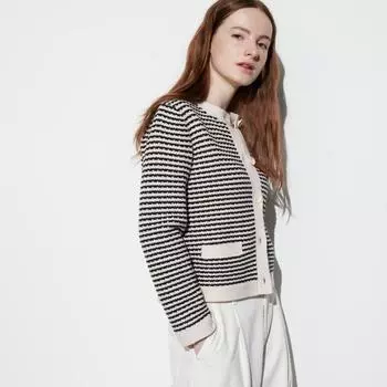 UNIQLO JAPAN трикотажная короткая куртка с длинными рукавами