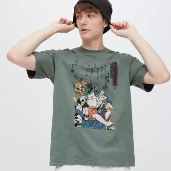 Футболка с коротким рукавом Uniqlo Japan Ukiyo E UT Graphic 54 GREEN/XXL