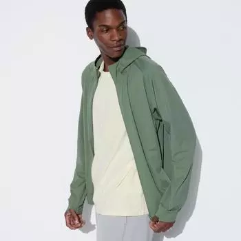 Uniqlo Japan Ultra Stretch Dry Ex Толстовка с капюшоном на молнии с длинным рукавом 01 OFF WHITE/XS