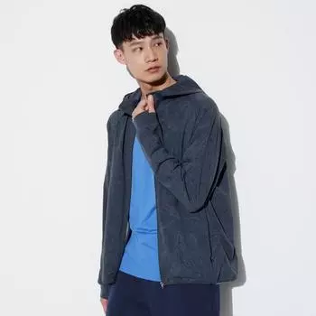 UNIQLO JAPAN Ultra Stretch Dry EX Толстовка на молнии с длинными рукавами и полной молнией с принтом