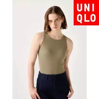 Uniqlo Japan Ultra Warm Heattech Ribbed Bra Tank Top 00 WHITE/XS