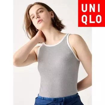 Uniqlo Japan Ultra Warm Heattech Ribbed Bra Tank Top 01 OFF WHITE/XS