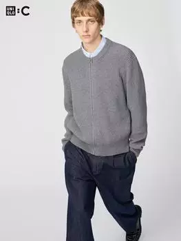 Uniqlo Кардиган на молнии с круглым вырезом 04 GRAY/UNISEX XXL