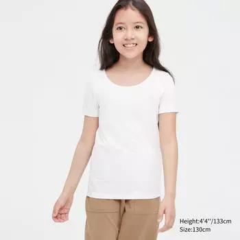 UNIQLO KIDS Heattech Neck с коротким рукавом Black/110cm