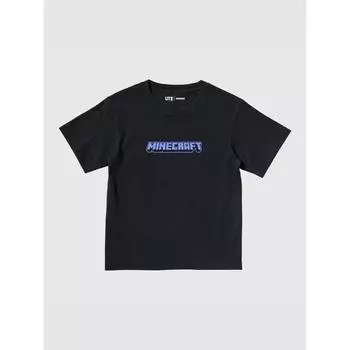 Uniqlo Kids MinecrafT UT Графическая футболка с коротким рукавом B 09 BLACK/KIDS 110