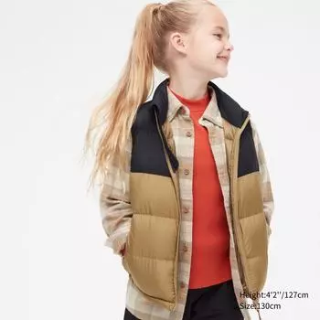UNIQLO KIDS Ультралегкий пуховый жилет с цветными блоками Blueberry/100cm_1