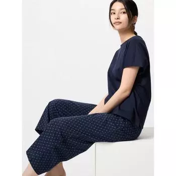 Uniqlo Комплект из хлопка Japan Air Rhythm с коротким рукавом 01 OFF WHITE/XS