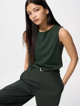 Uniqlo Креповое джерси с вырезом «лодочка», без рукавов, футболка Т 59 DARK GREEN/WOMEN S