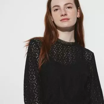 UNIQLO кружевная блузка с длинным рукавом