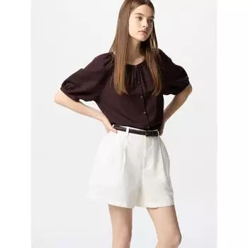 Uniqlo Льняные хлопковые шорты 09 BLACK/WOMEN S