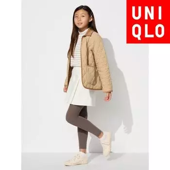 Uniqlo Леггинсы Heattech Rib для девочек из Японии 08 DARK GRAY/130