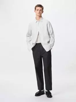 Uniqlo Легкие брюки длиной до щиколотки из льняной смеси 09 BLACK/MEN XS