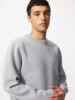 Uniqlo Моющийся свитер в рубчик Milano с круглым вырезом 03 GRAY/MEN S