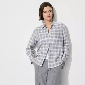 UNIQLO мягкая фланелевая рубашка-шкипер с длинными рукавами