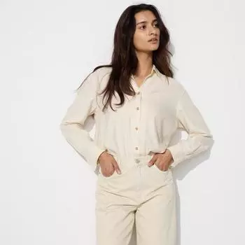 UNIQLO мягкая фланелевая рубашка-шкипер с длинными рукавами
