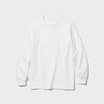UNIQLO мягкая футболка с круглым вырезом и длинными рукавами