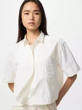 Uniqlo Нейлоновая рубашка бокси с коротким рукавом Часть 5 01 OFF WHITE/WOMEN XS