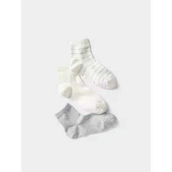 Uniqlo Носки 3p пике полосатый 01 OFF WHITE/WOMEN 2426