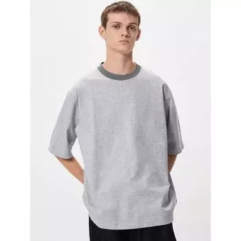 Uniqlo Oversized Bicolor T Ringer 05 GRAY/MEN XS