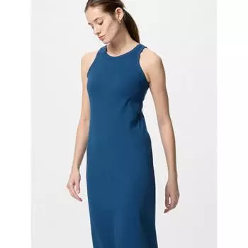 Uniqlo Платье-бюстгальтер в рубчик в японском стиле, длинное 09 BLACK/XS