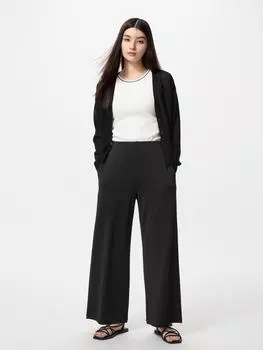 Uniqlo Прямые брюки из крепа-джерси 09 BLACK/WOMEN XS