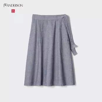 UNIQLO расклешенная юбка из смесового льна с поясом