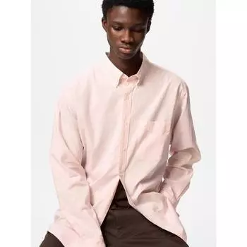 Рубашка Uniqlo BroAdcloth с длинным рукавом и воротником на пуговицах в клетку A 11 PINK/UNISEX M