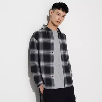 Uniqlo Рубашка фланелевая с длинным рукавом, обычная, цветная, в клетку A