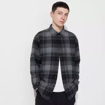Uniqlo Рубашка фланелевая с длинным рукавом, обычная, цветная, в клетку F
