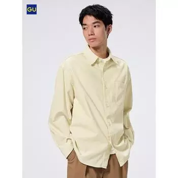 Uniqlo Рубашка Gu Wash Twill 41 YELLOW/MEN S