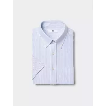 Uniqlo Рубашка из джерси Dry Non Iron с коротким рукавом в полоску B 63 BLUE/MEN S