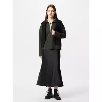 Uniqlo Satin Skirt Skirt Length 85 89cm 09 BLACK/WOMEN XS