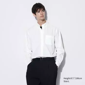 UNIQLO Широкая рубашка из очень тонкого хлопка (длинный рукав)
