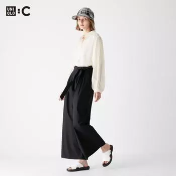 UNIQLO широкие брюки до щиколотки с поясом