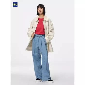 Uniqlo Широкие брюки Gu Light Denim с поясом 67 BLUE/WOMEN S