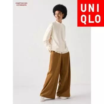 Uniqlo Широкие брюки из японской шерсти 36 BROWN/M