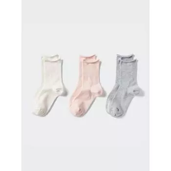 Uniqlo Socks 3p Top Roll 00 WHITE/WOMEN 2325