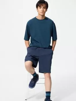 Uniqlo Stretch Easy Short Брюки из ткани сирсакер 69 NAVY/UNISEX XS